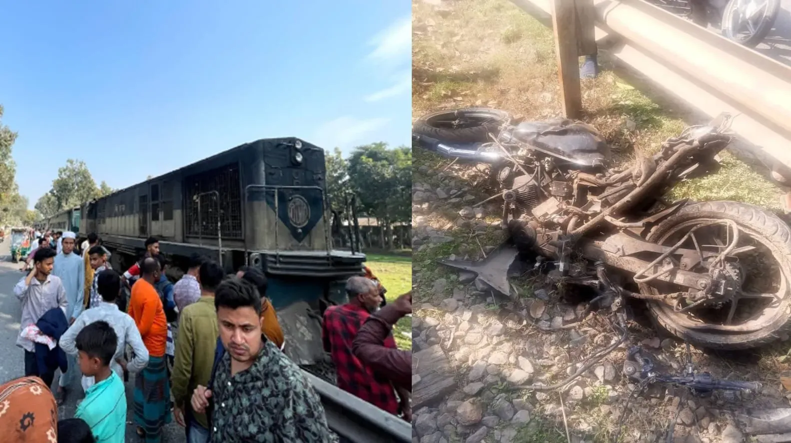 কুড়িগ্রামে মোটরসাইকেল-ট্রেন সংঘর্ষে সাময়িক বন্ধ রেল যোগাযোগ