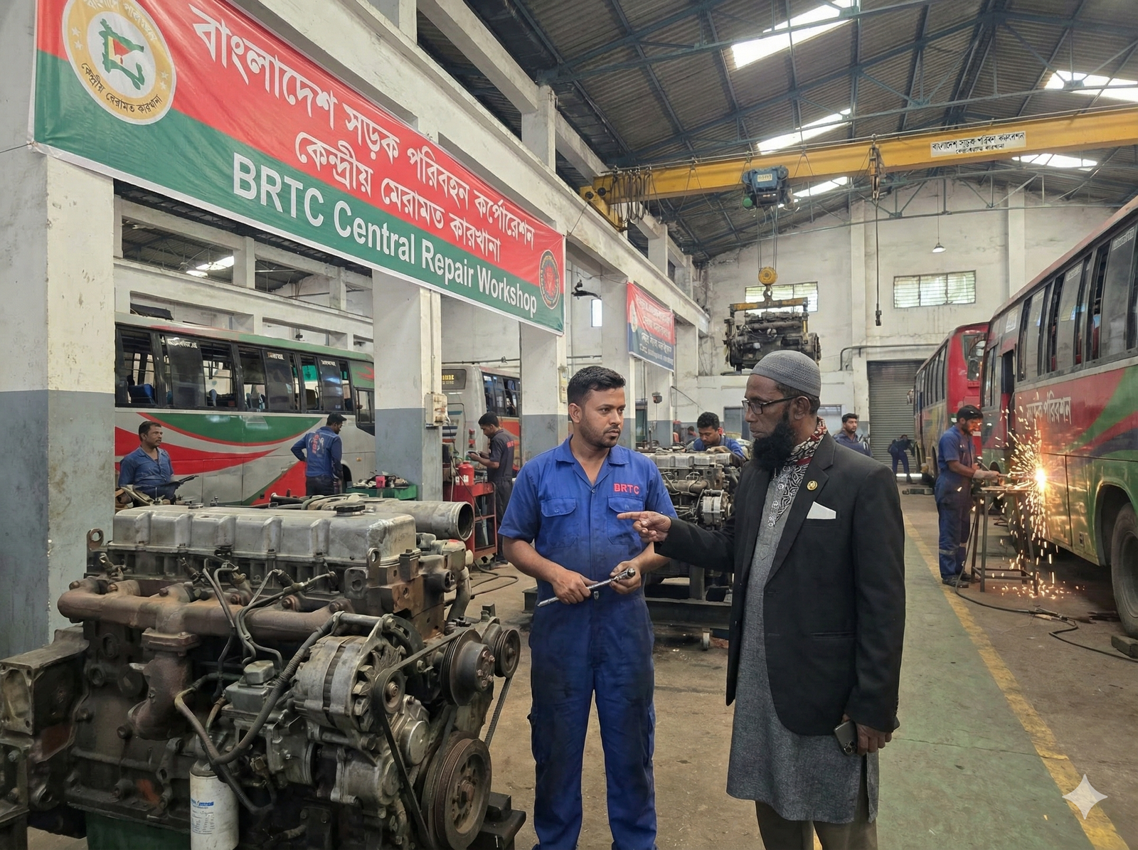 বিআরটিসি কেন্দ্রীয় মেরামত কারখানা পরিদর্শন করলেন মানবাধিকার নেতৃবৃন্দ