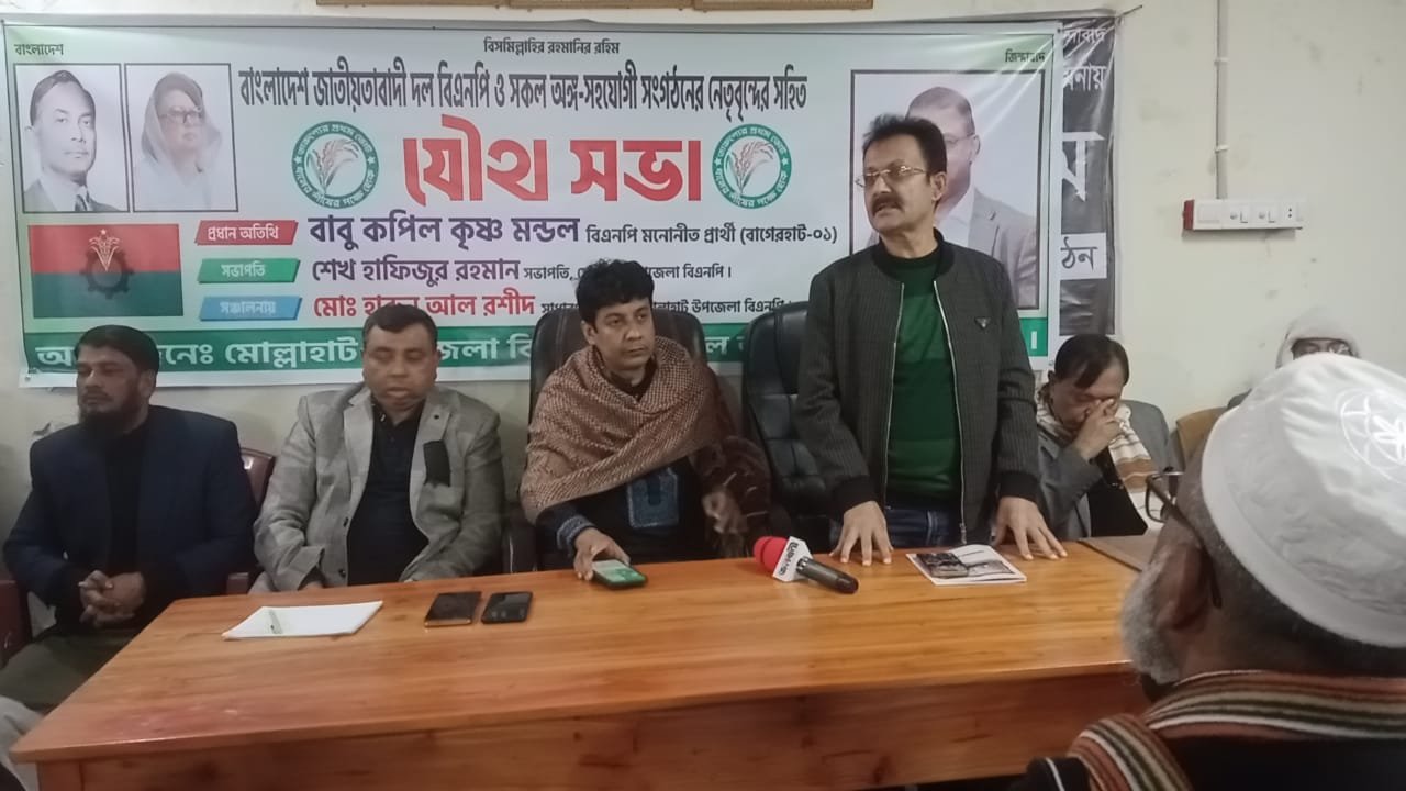 মোল্লাহাটে বিএনপি ও অঙ্গ-সহযোগী সংগঠনের যৌথ সভা অনুষ্ঠিত
