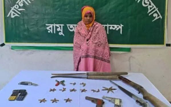 সেনাবাহিনীর অভিযানে বিপুল পরিমাণ অস্ত্রসহ নারী আটক