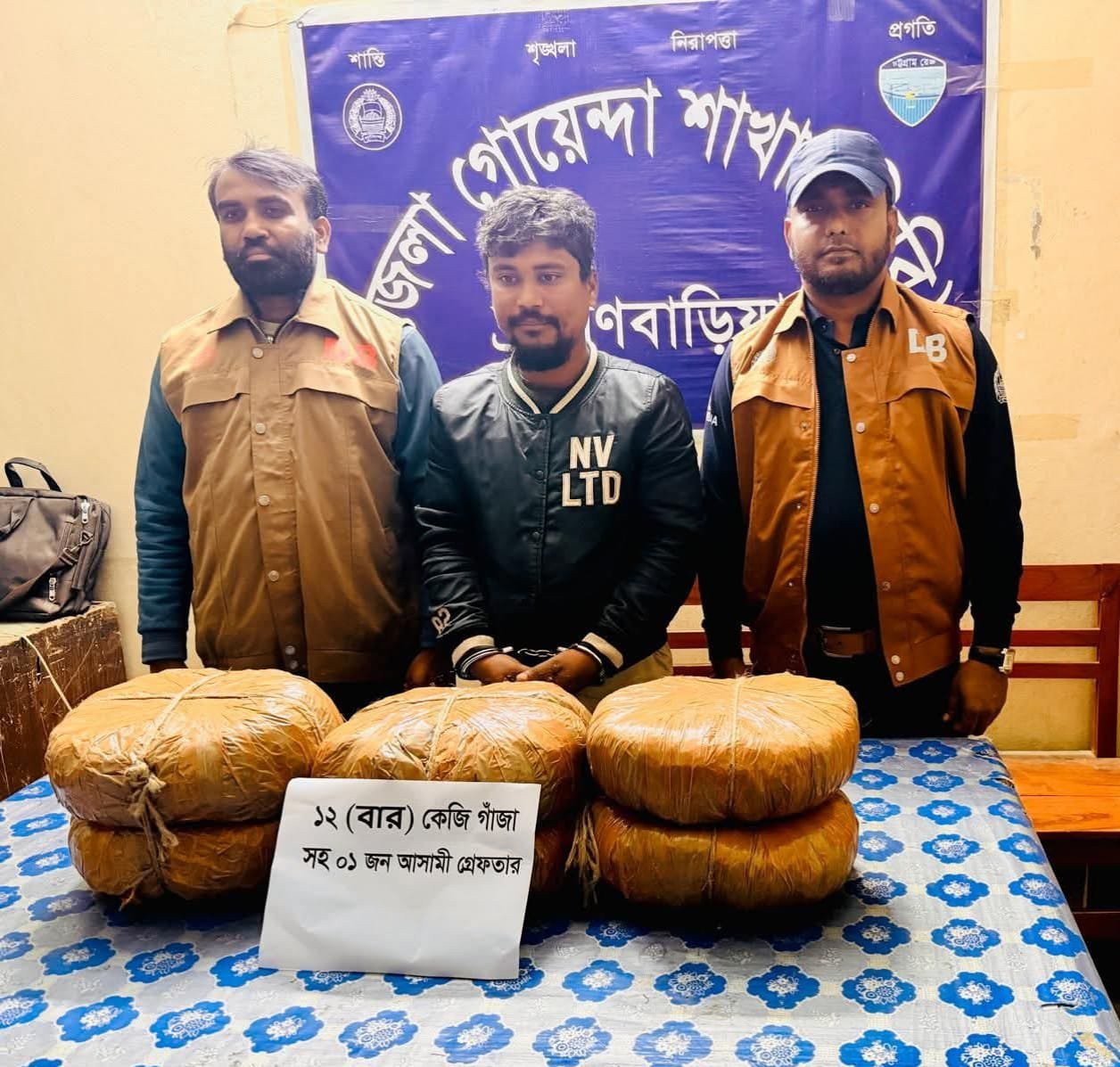 ব্রাহ্মণবাড়িয়া জেলা গোয়েন্দা শাখা কর্তৃক ১২ কেজি গাঁজাসহ আটক ০১