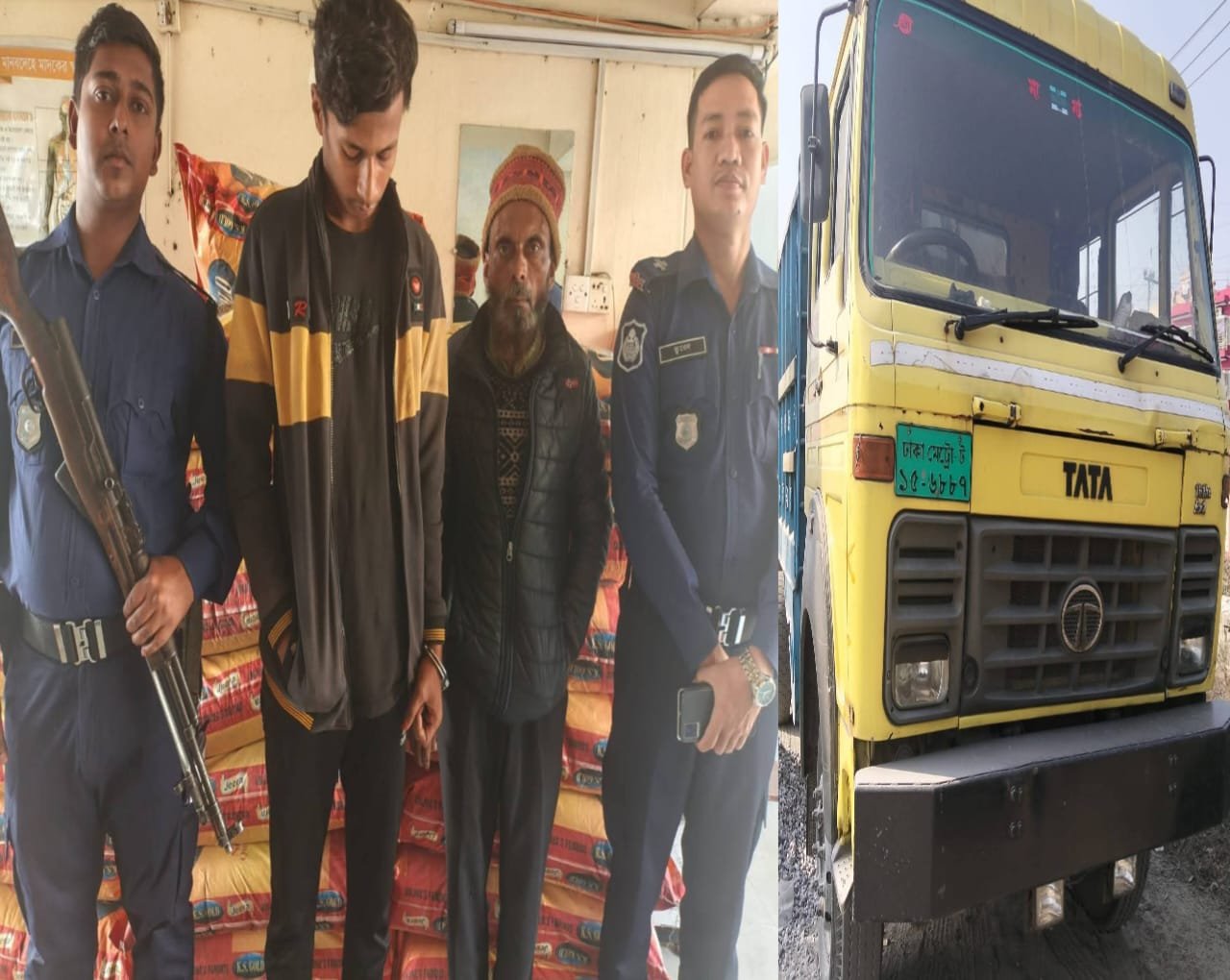 আশুগঞ্জ থানা পুলিশ কর্তৃক চোরাচালানকৃত জিরার ট্রাকসহ ০২ জন গ্রেফতার