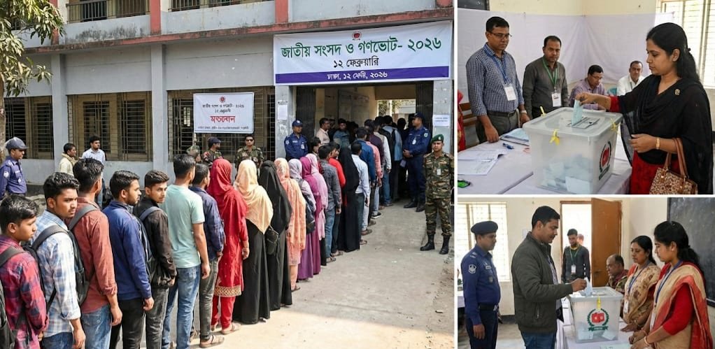 উৎসবমুখর পরিবেশে চলছে ঐতিহাসিক ভোটগ্রহণ: কেন্দ্রে ভোটারদের দীর্ঘ সারি, নিরাপত্তা কঠোর